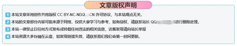 图片[1]-【WP教程】WordPress教程-WordPress美化-网站文章页底部添加「版权声明」二个样式-吾爱集